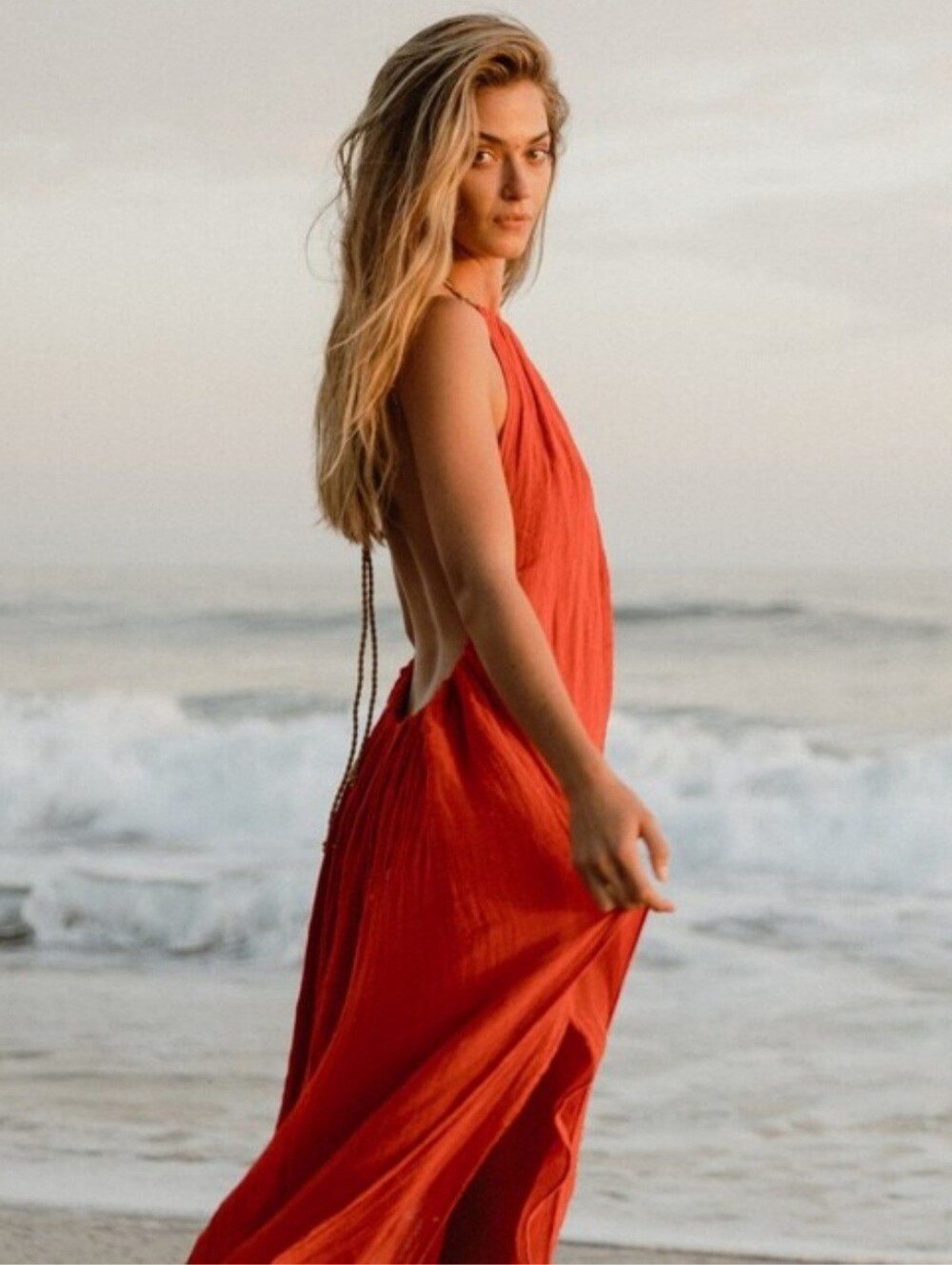 Jen's Pirate Booty Cotton Boho Grecian Margarita Dress In Fire One Size LIKE NEW